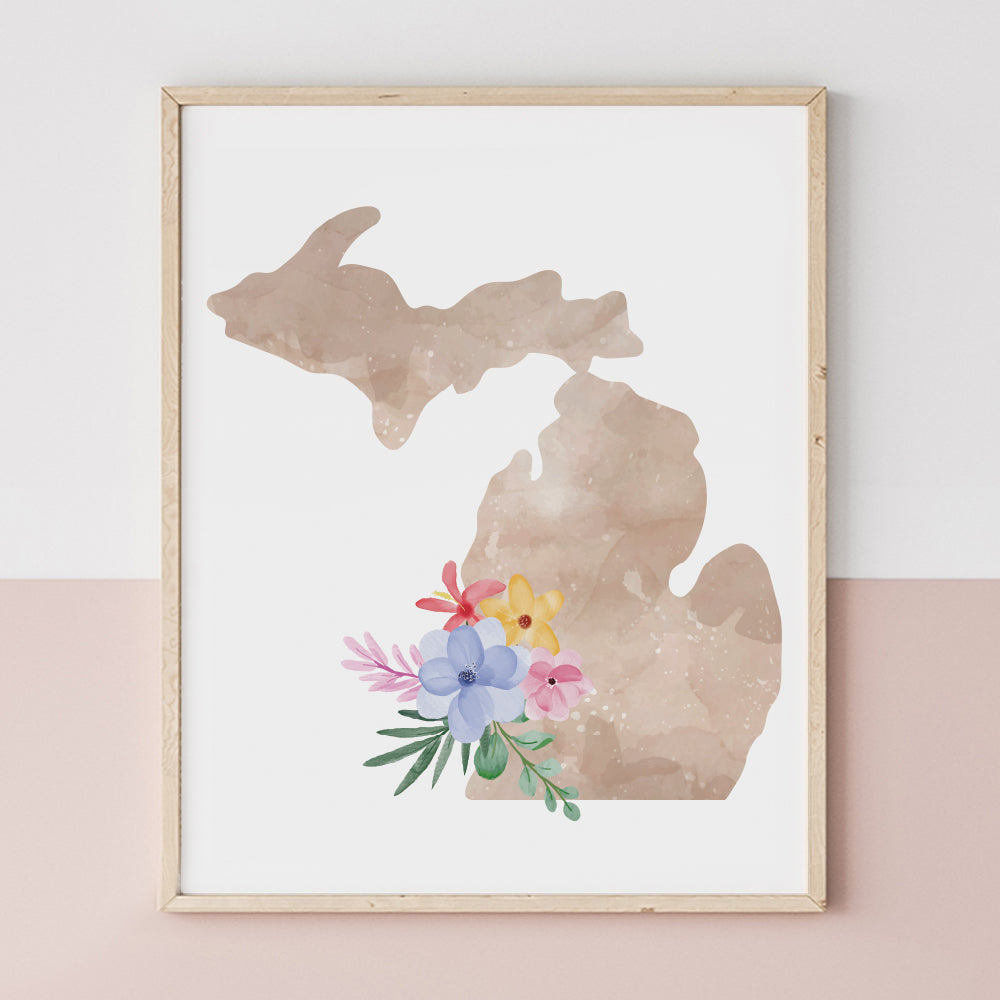 michigan map poster