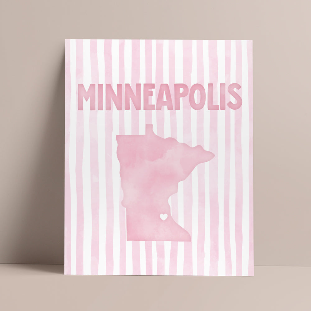 Minneapolis, Minnesota Pink Pastel Poster