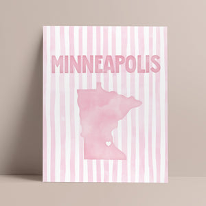 Minneapolis, Minnesota Pink Pastel Poster