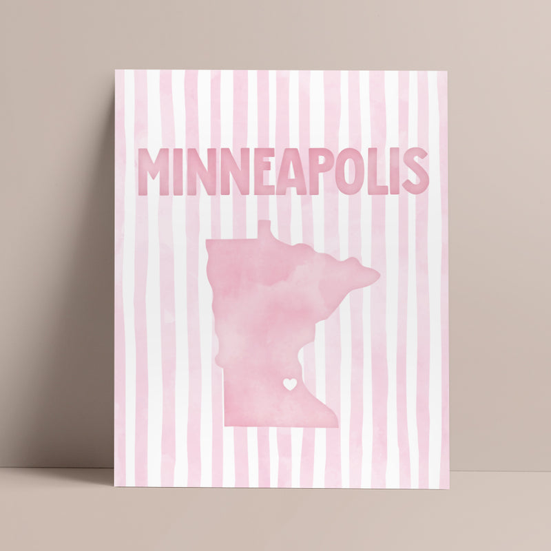 Minneapolis, Minnesota Pink Pastel Poster
