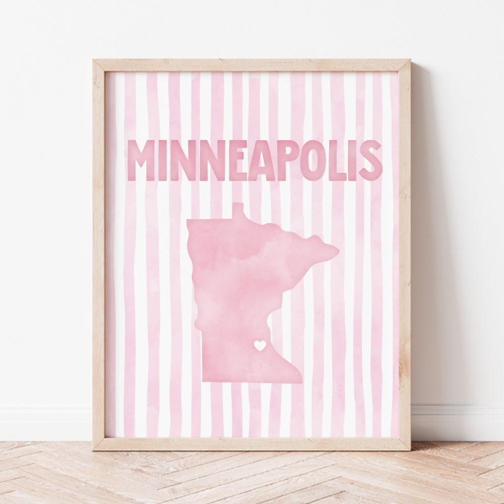 Minneapolis, Minnesota Pink Pastel Poster