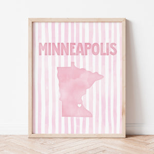 Minneapolis, Minnesota Pink Pastel Poster