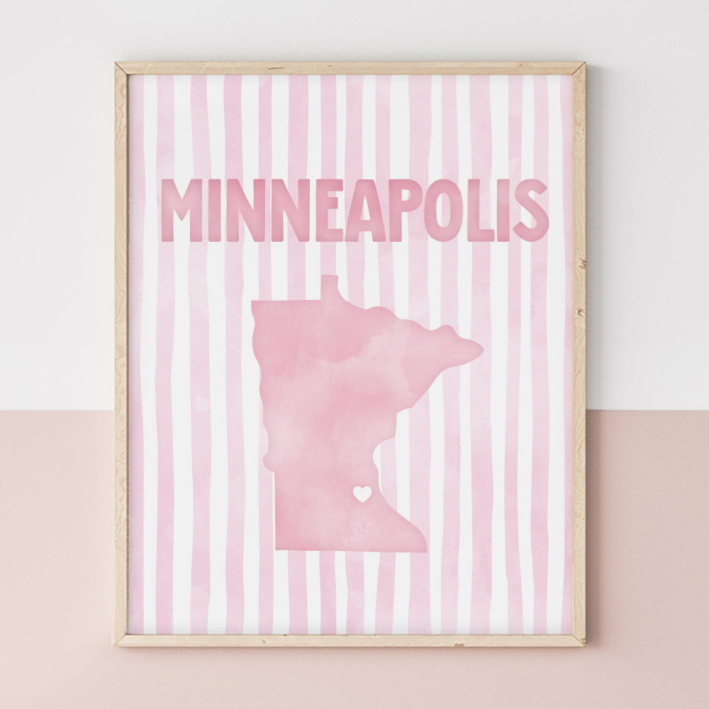 Minneapolis, Minnesota Pink Pastel Poster