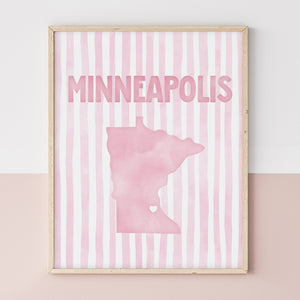 Minneapolis, Minnesota Pink Pastel Poster