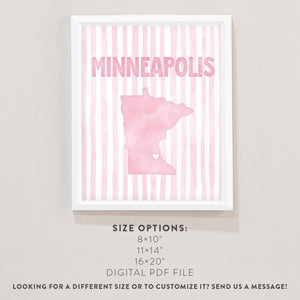 Minneapolis, Minnesota Pink Pastel Poster