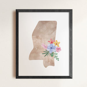 map of mississippi art print