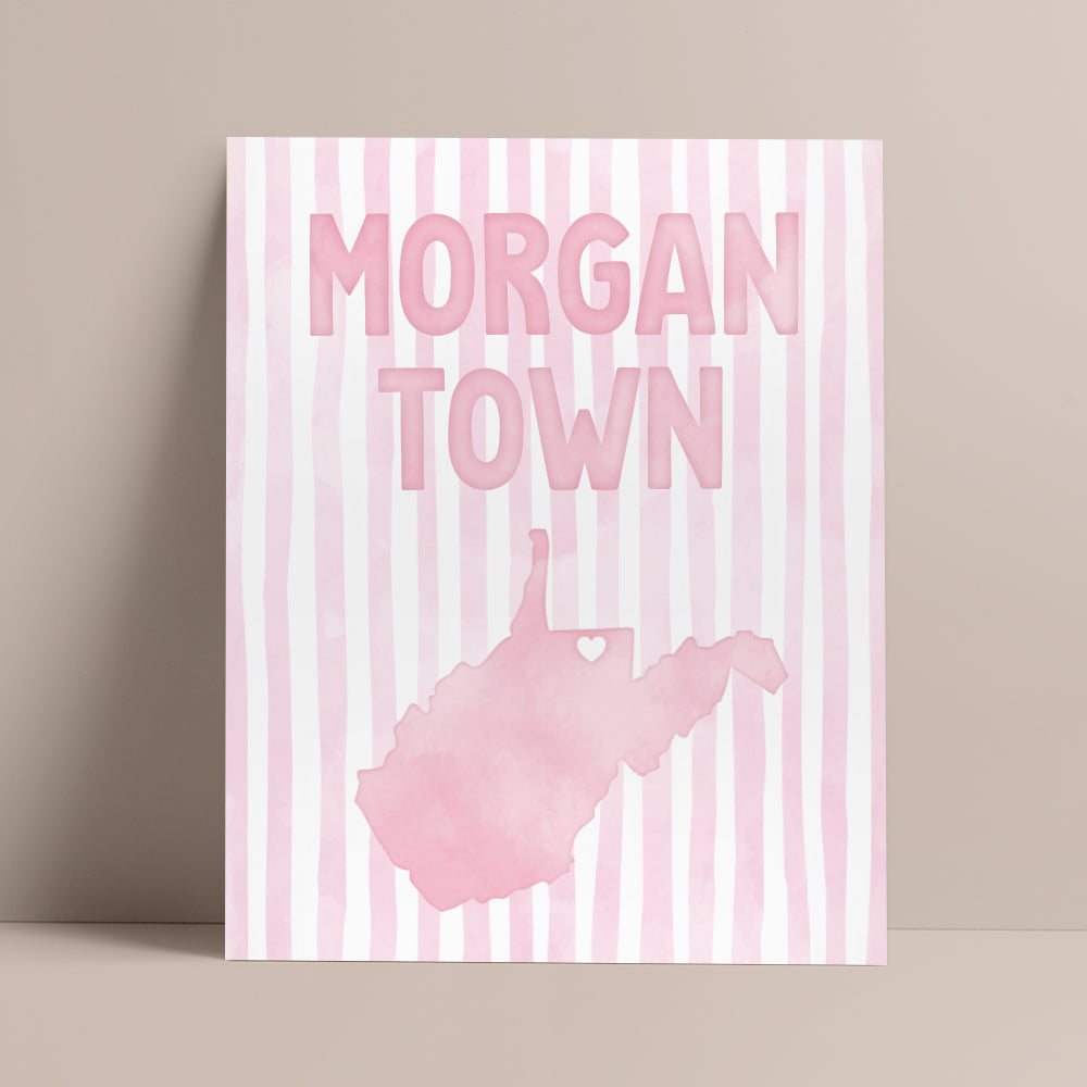 Morgantown, West Virginia Pink Pastel Poster