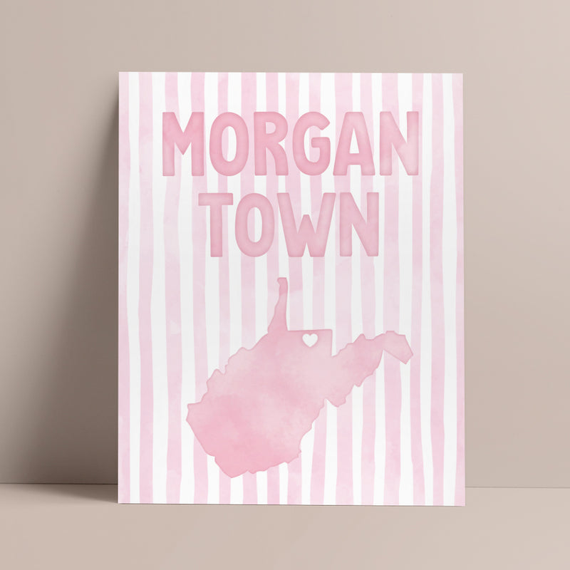 Morgantown, West Virginia Pink Pastel Poster