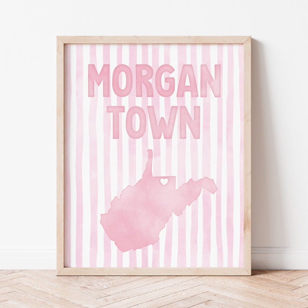 Morgantown, West Virginia Pink Pastel Poster