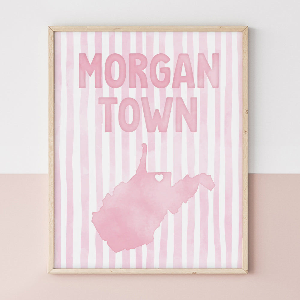 Morgantown, West Virginia Pink Pastel Poster