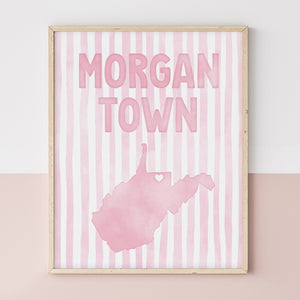 Morgantown, West Virginia Pink Pastel Poster