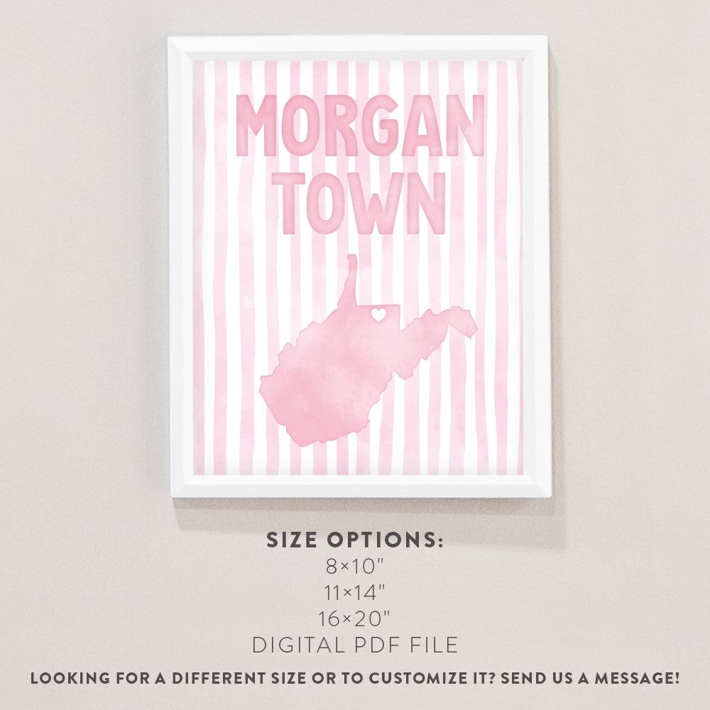 Morgantown, West Virginia Pink Pastel Poster