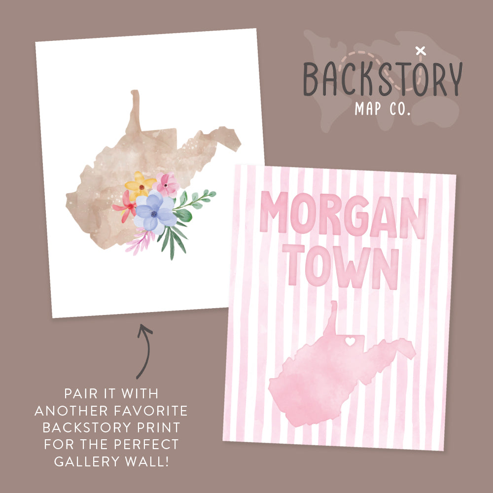 Morgantown, West Virginia Pink Pastel Poster
