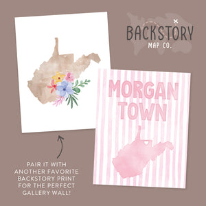 Morgantown, West Virginia Pink Pastel Poster