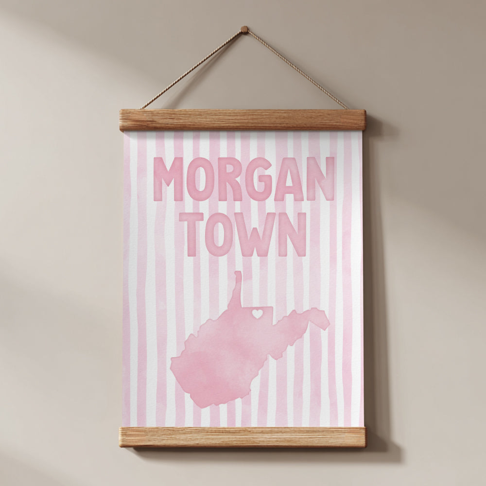 Morgantown, West Virginia Pink Pastel Poster