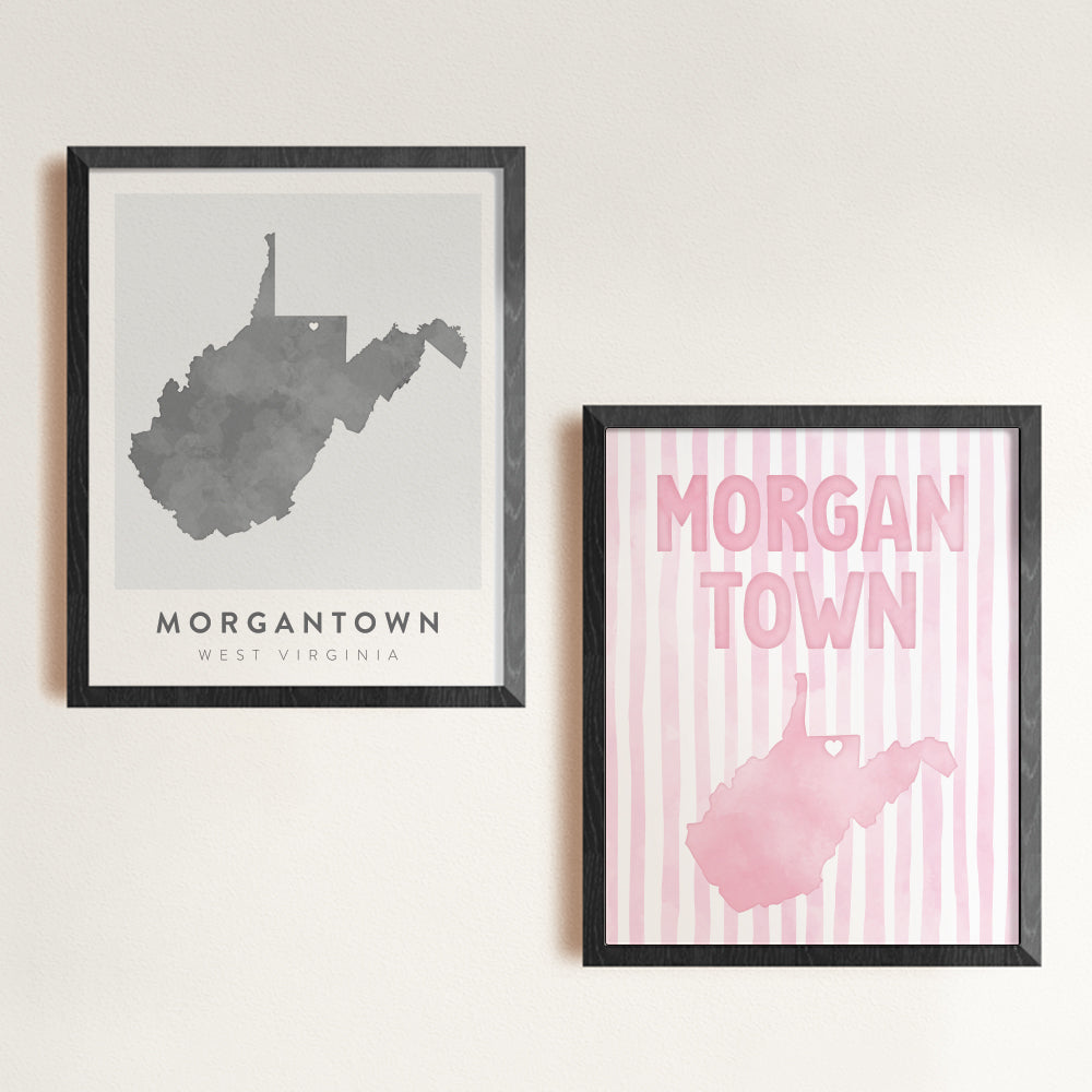 Morgantown, West Virginia Pink Pastel Poster