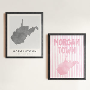 Morgantown, West Virginia Pink Pastel Poster