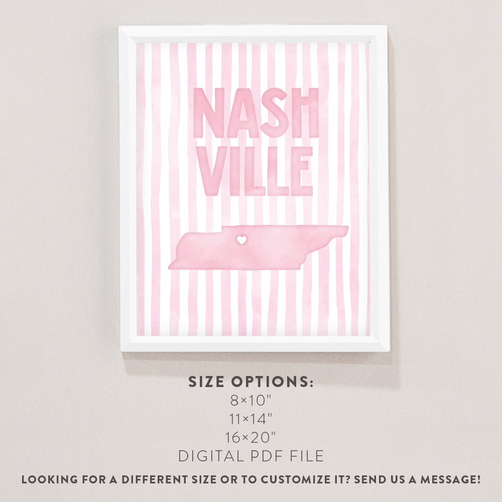Nashville Tennessee Pink Pastel Poster