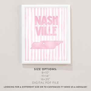 Nashville Tennessee Pink Pastel Poster