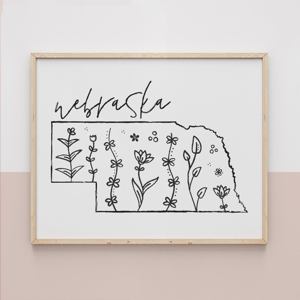 nebraska map poster