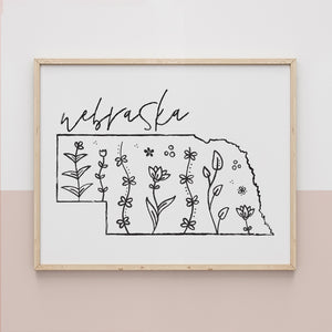 nebraska map poster