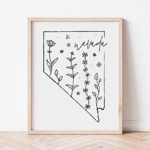 nevada floral map print