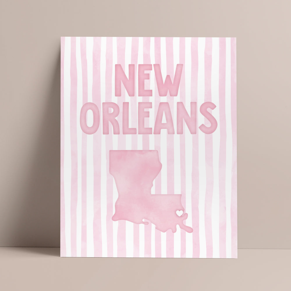 New Orleans Louisiana Poster · New Orleans Pink Pastel Wall Art