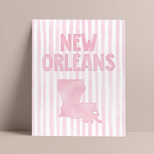 New Orleans Louisiana Poster · New Orleans Pink Pastel Wall Art