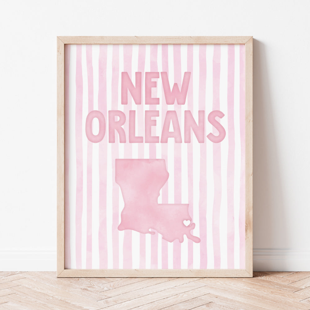New Orleans Louisiana Poster · New Orleans Pink Pastel Wall Art