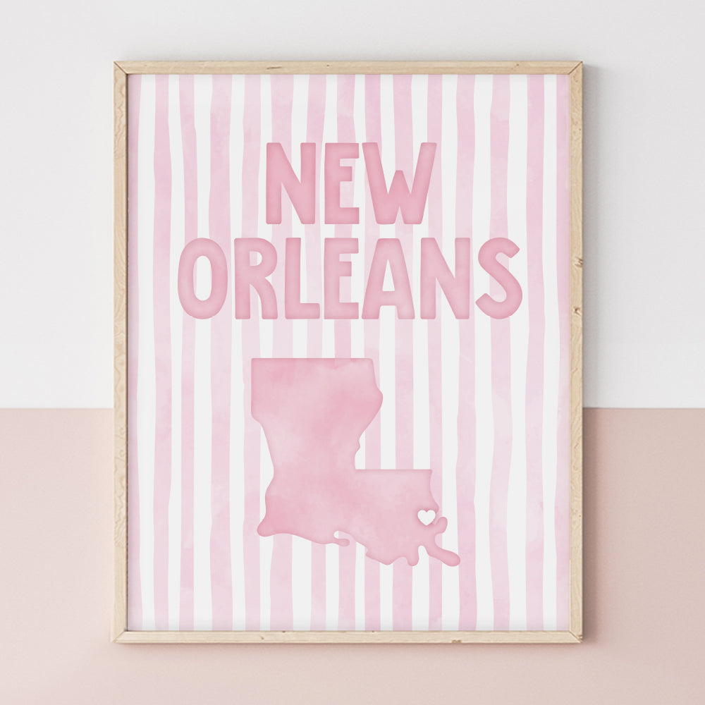 New Orleans Louisiana Poster · New Orleans Pink Pastel Wall Art