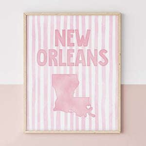 New Orleans Louisiana Poster · New Orleans Pink Pastel Wall Art