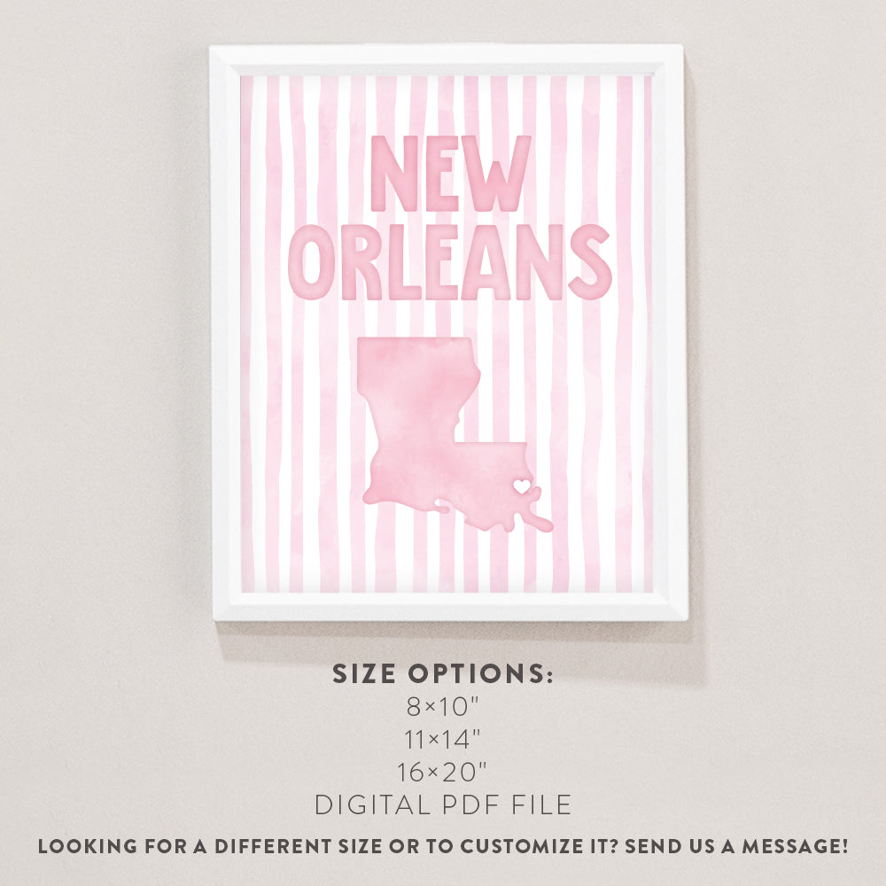 New Orleans Louisiana Poster · New Orleans Pink Pastel Wall Art