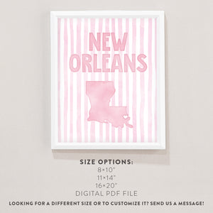 New Orleans Louisiana Poster · New Orleans Pink Pastel Wall Art