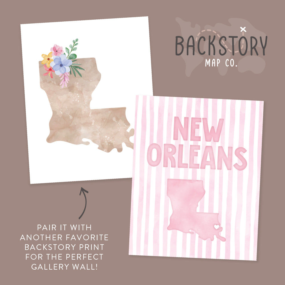 New Orleans Louisiana Poster · New Orleans Pink Pastel Wall Art