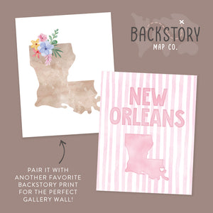 New Orleans Louisiana Poster · New Orleans Pink Pastel Wall Art