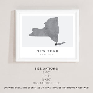 new york state map wall art
