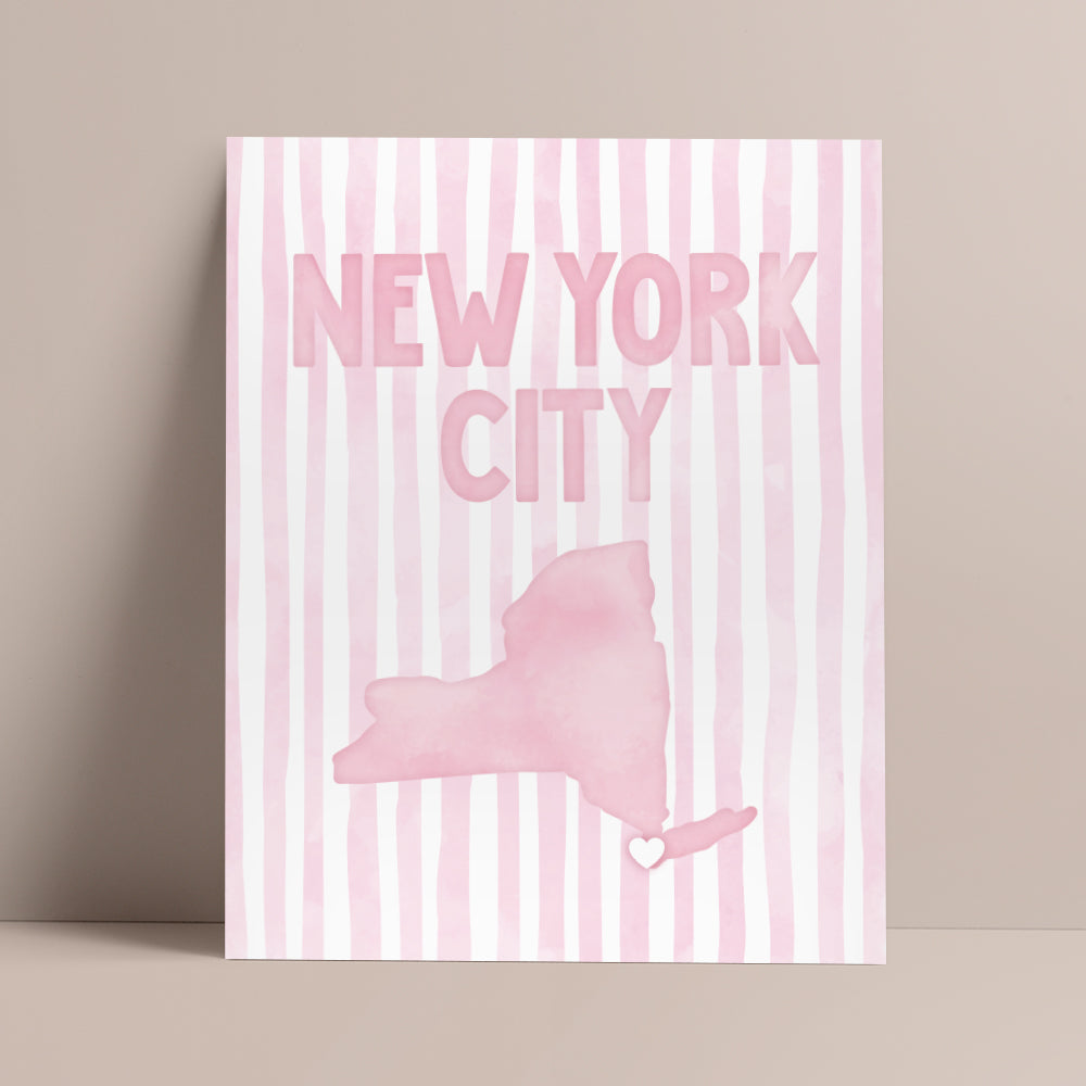 New York City Poster · New York City Pink Pastel Wall Art