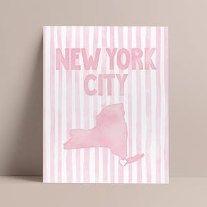 New York City Poster · New York City Pink Pastel Wall Art