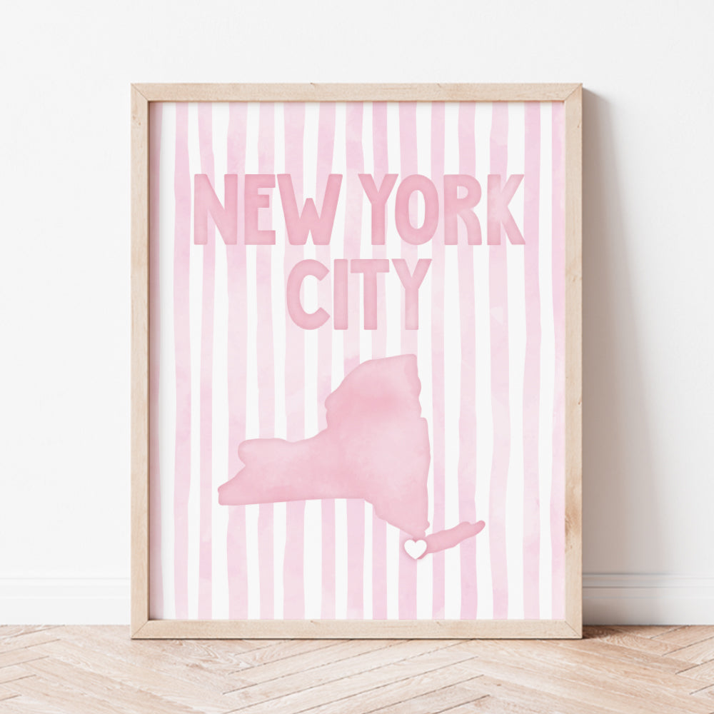 New York City Poster · New York City Pink Pastel Wall Art