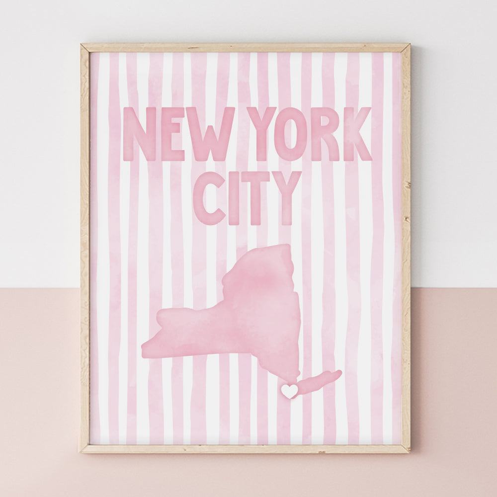 New York City Poster · New York City Pink Pastel Wall Art