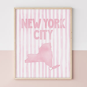 New York City Poster · New York City Pink Pastel Wall Art