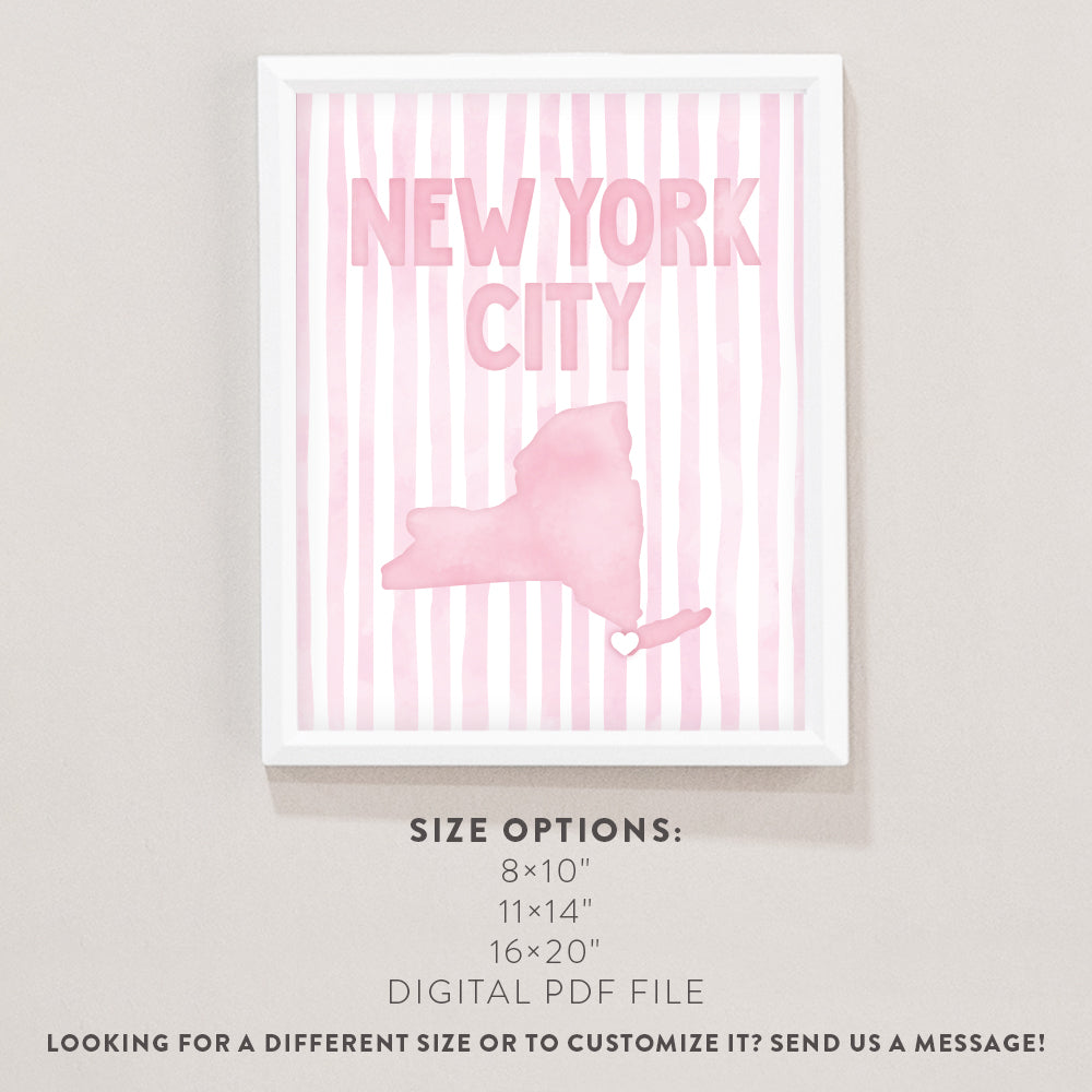 New York City Poster · New York City Pink Pastel Wall Art