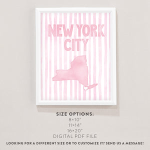 New York City Poster · New York City Pink Pastel Wall Art