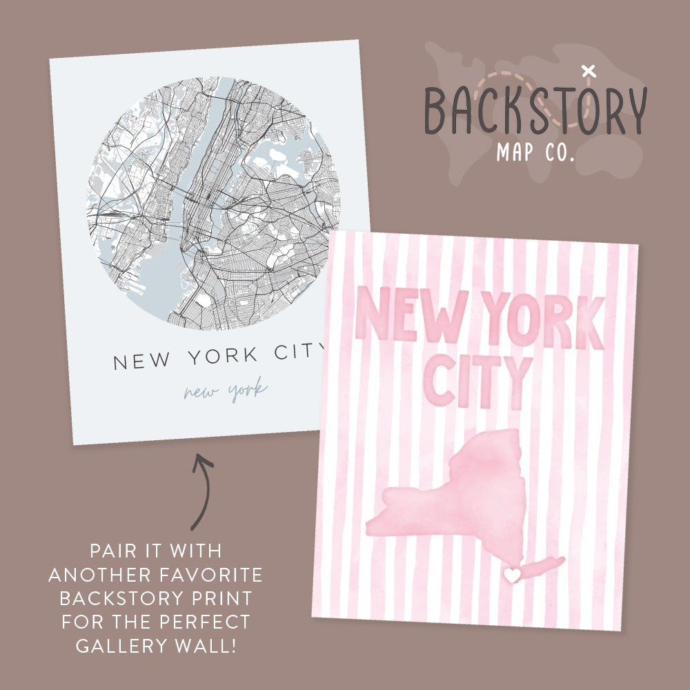New York City Poster · New York City Pink Pastel Wall Art