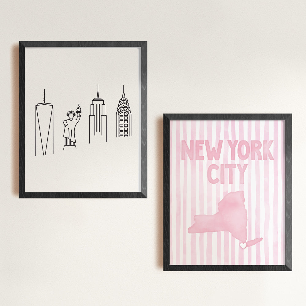 New York City Poster · New York City Pink Pastel Wall Art