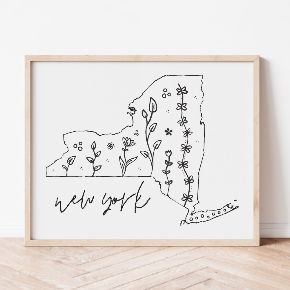 new york state map poster