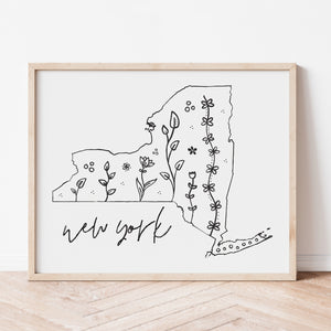 new york state map poster