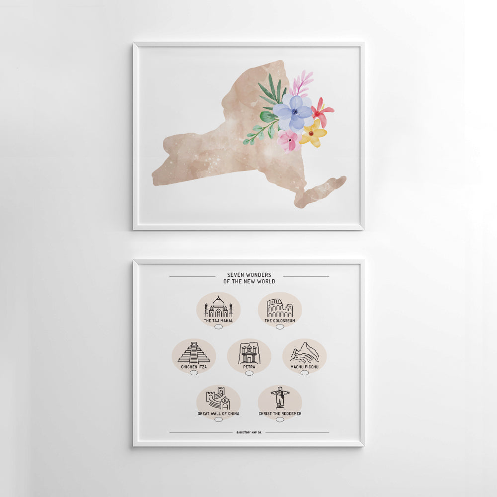New York Floral Silhouette Art Print