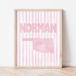 Norman, Oklahoma Pink Pastel Poster