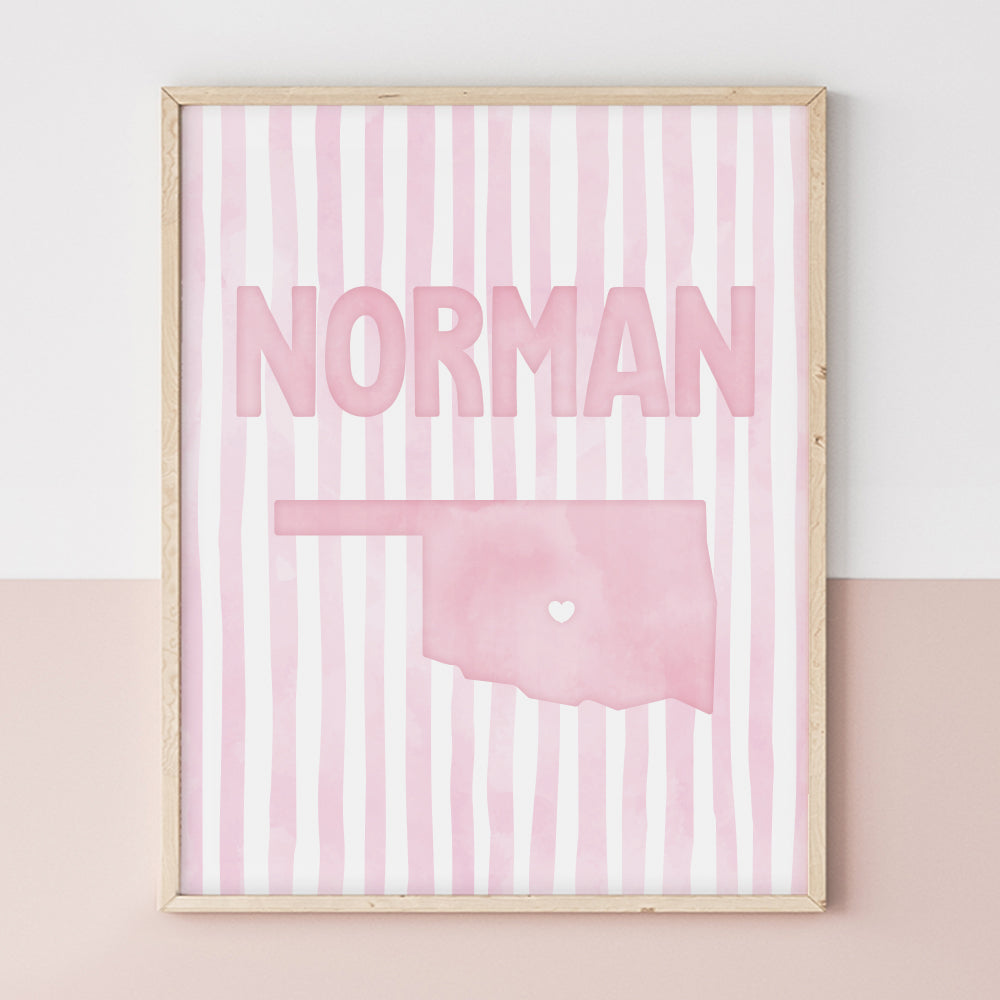 Norman, Oklahoma Pink Pastel Poster